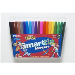 Texta Smart Tip Colouring Markers Assorted Wallet of 20